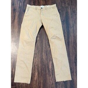 FRAME L'Homme Skinny Chino Khaki Pants Raw Hem Men's 34 (36x32*) Brown Casual